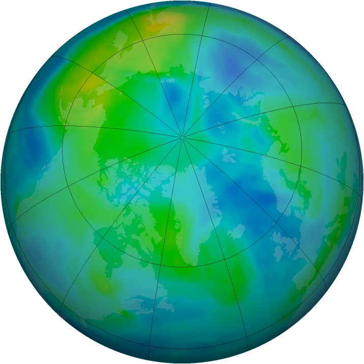 Arctic ozone map for 12 October 2007
